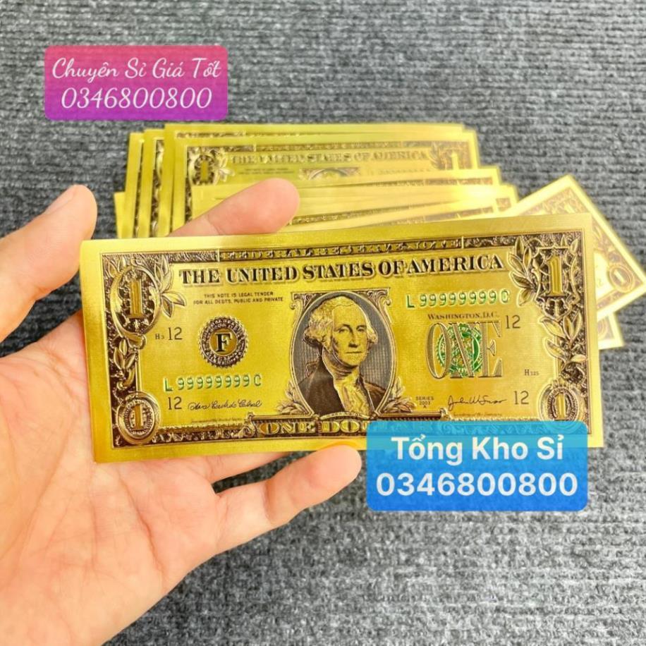 Tờ Tiền Kỉ Niệm 1 Đô Plastic (1 USD) Mạ Vàng Lì Xì Tết May Mắn