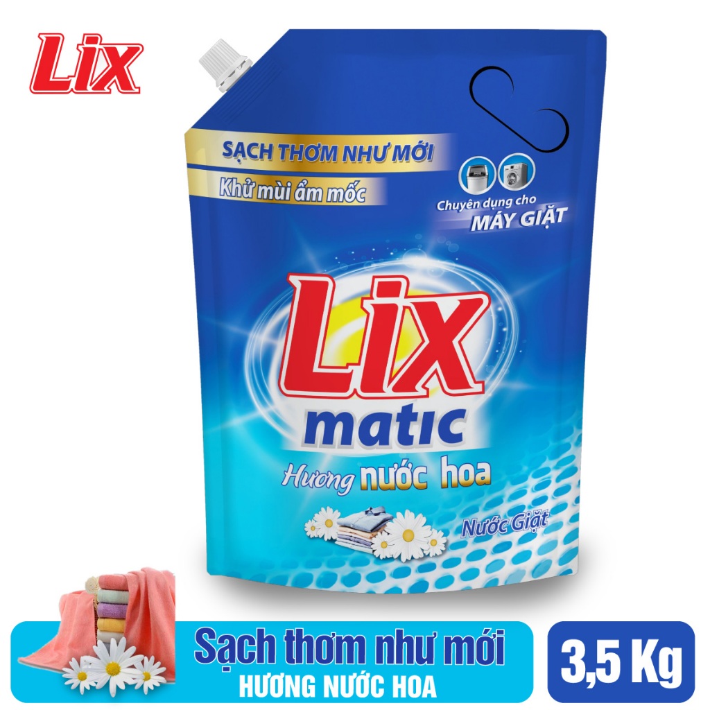 COMBO 2 túi nước giặt Lix matic hương nước hoa (2 túi x 3.5kg) NGM42 - Dùng cho máy giặt cửa trước