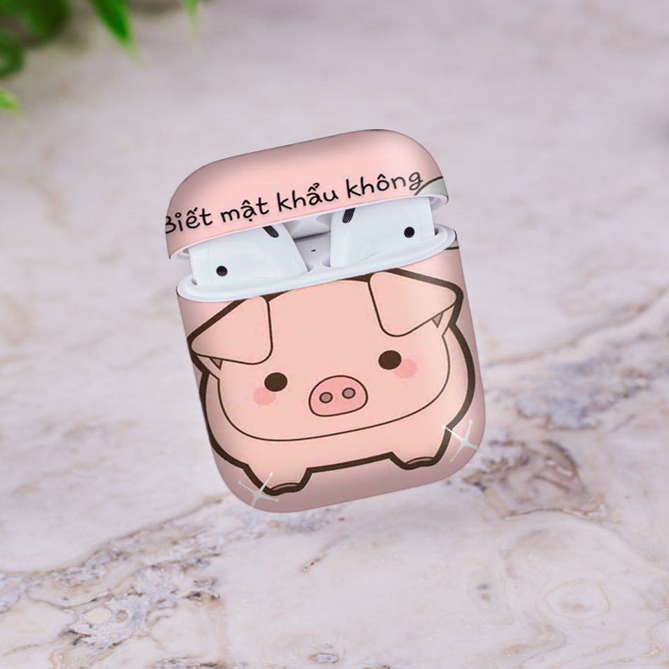 Miếng dán skin chống bẩn cho tai nghe AirPods in hình biết mật khẩu không mà mở - fun003 (bản không dây 1 và 2