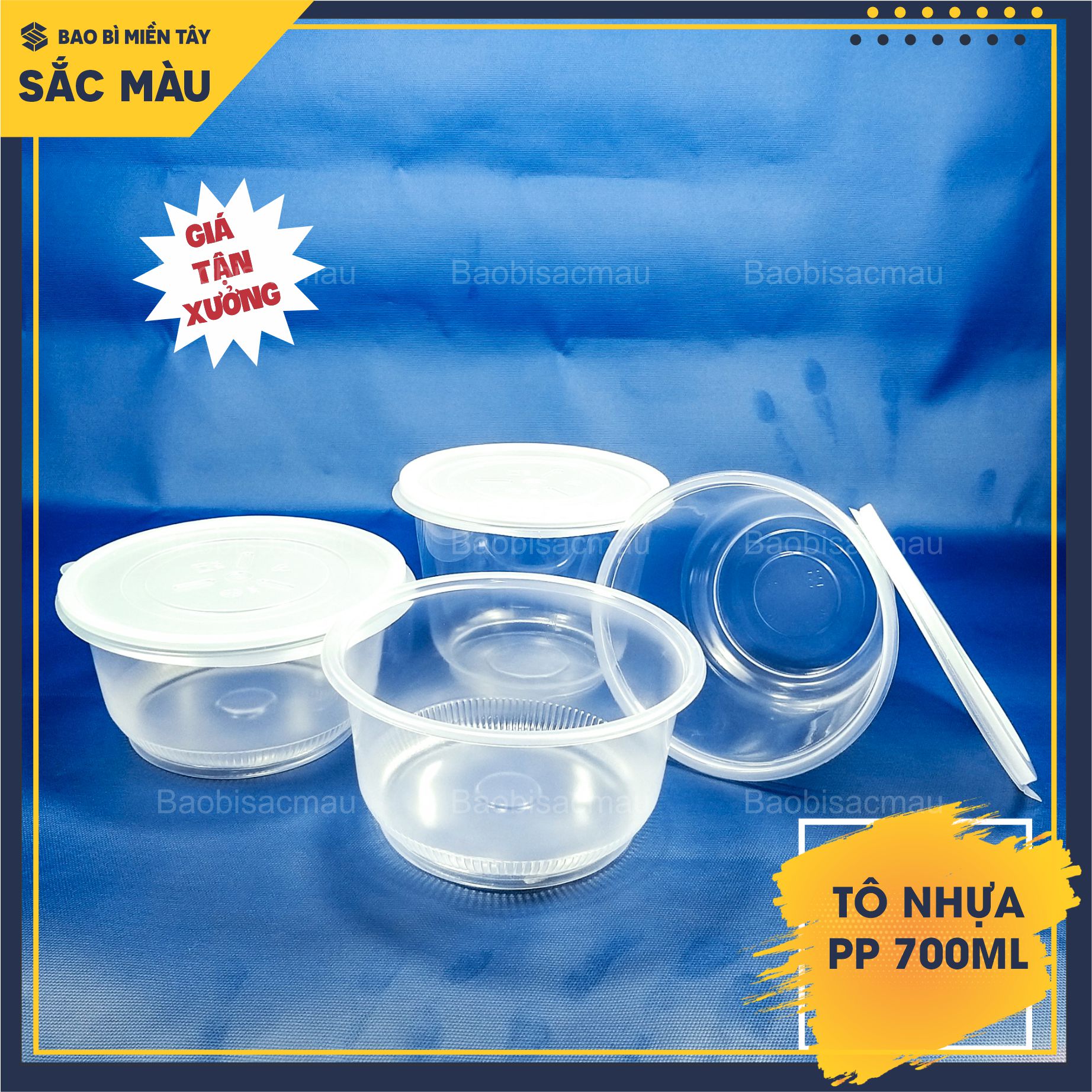 Sét 50 Tô nhựa PP 700ml Mekong kèm nắp đựng thực phẩm