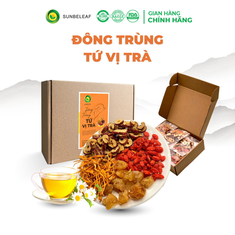 Trà Đông Trùng Hạ Thảo Tứ Vị Táo Đỏ Sunbeleaf – Bồi Bổ Cơ Thể, Bổ Khí Huyết, Tốt Cho Tim Mạch, Chống Lão Hóa – Hộp 10 Đến 20 Gói