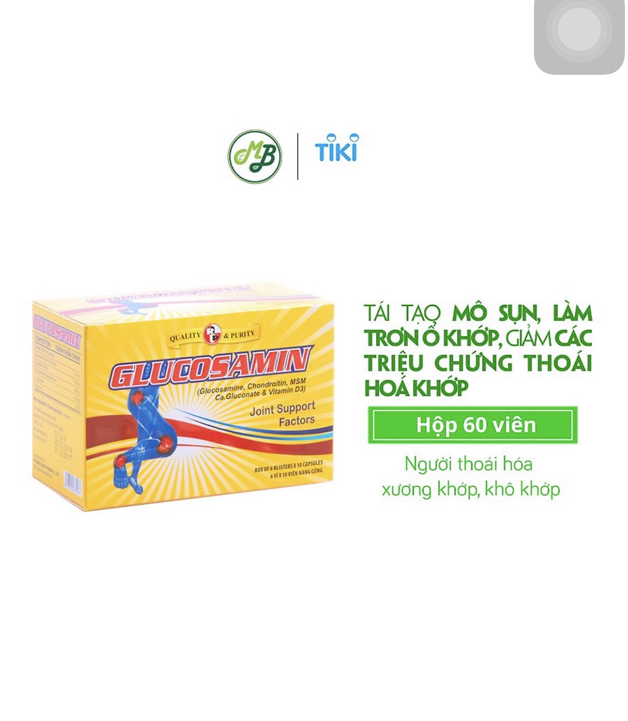 COMBO 3 HỘP TPCN viên nang GLUCOSAMIN – hỗ trợ viêm khớp,chống thoái hóa khớp - HỘP 60 viên TẶNG THÊM 1 HỘP