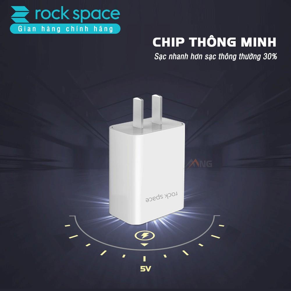 Củ sạc nhanh Rockspace T6 1A  dành cho iphone, Samsung 1 cổng USB, chân dẹt, ổn định, không nóng - Hàng chính hãng 