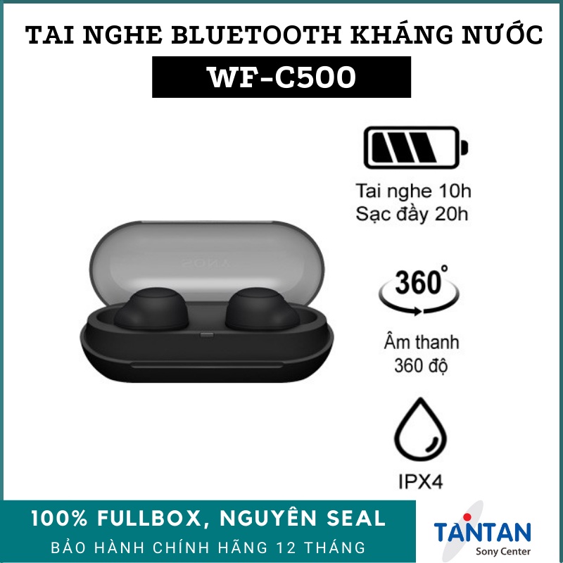 Tai Nghe In-ear BLUETOOTH Sony WF-C500 | DSEE - 360 Reality Audio - Pin:20H - Sạc nhanh - Fast Pair - Kháng nước IPX4 | Hàng Chính Hãng