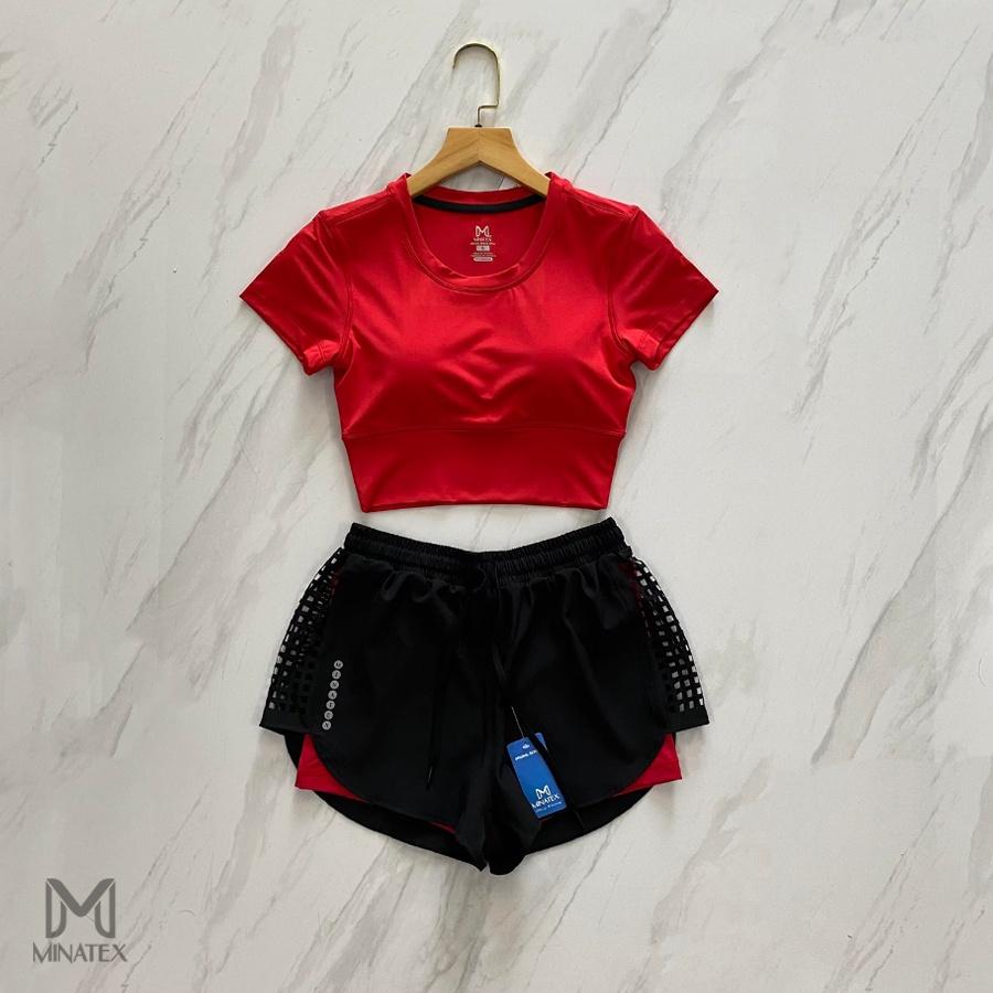 Bộ croptop quần đùi kèm đệm mút Minatex