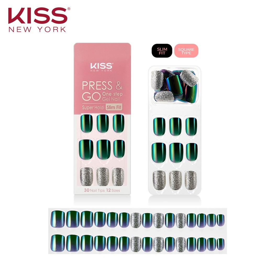 Bộ 30 Móng Tay Gel Tự Dán Press &amp; Go Kiss New York Nail Box - Metal Shine (KPNS08K)