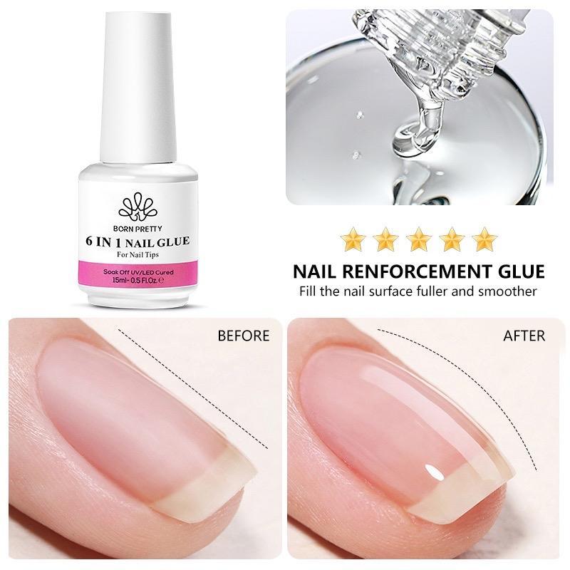 [Cao Cấp] Sơn Gel 6 Trong 1 Born Pretty Chai 15ml Gel Dán Nối Dài Móng Tay, Base 6in1 Liên Kết, Top Loang Màu Sơn Gel Nối Móng Tay Nữ Women