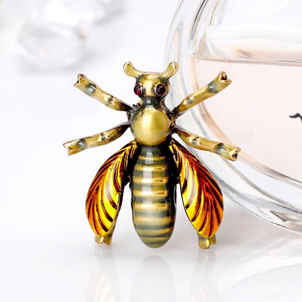 Chic Enamel Rhinestone Bee Shaped Insect Brooch Pins Costume Jewelry