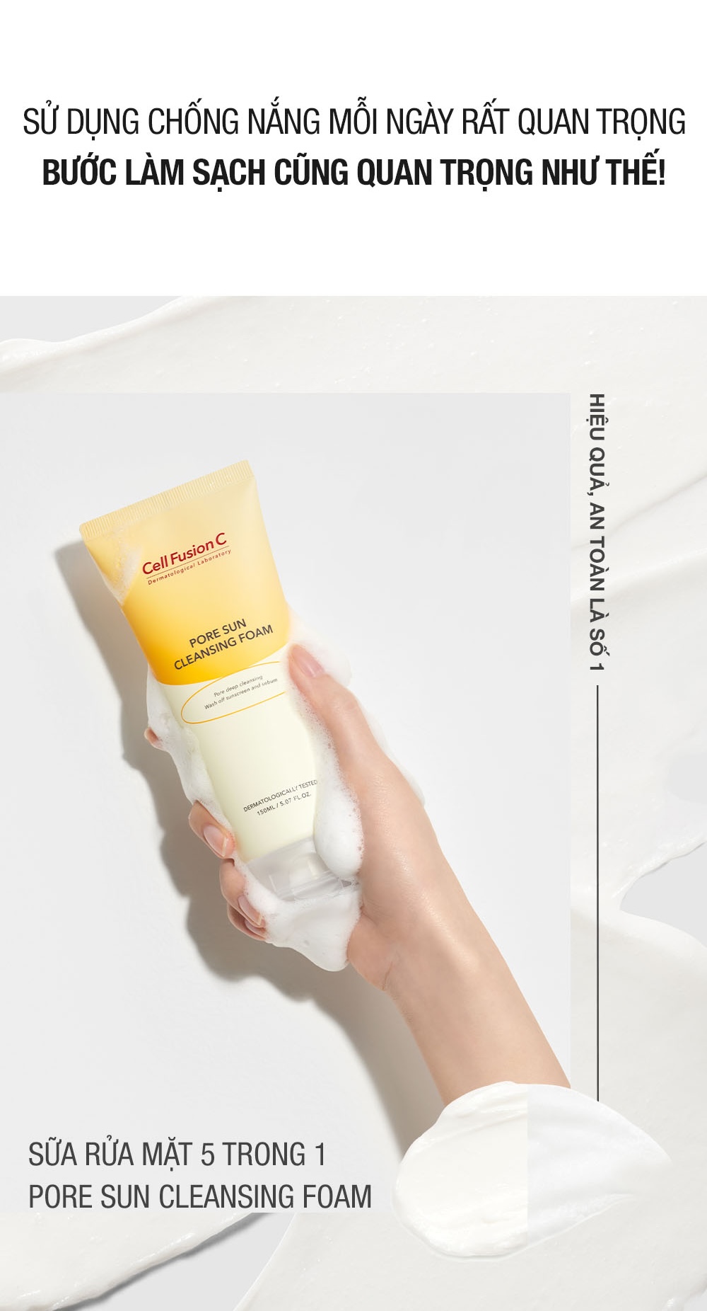 Sữa Rửa Mặt 5 trong 1 Cell Fusion C Pore Sun Cleasing Foam