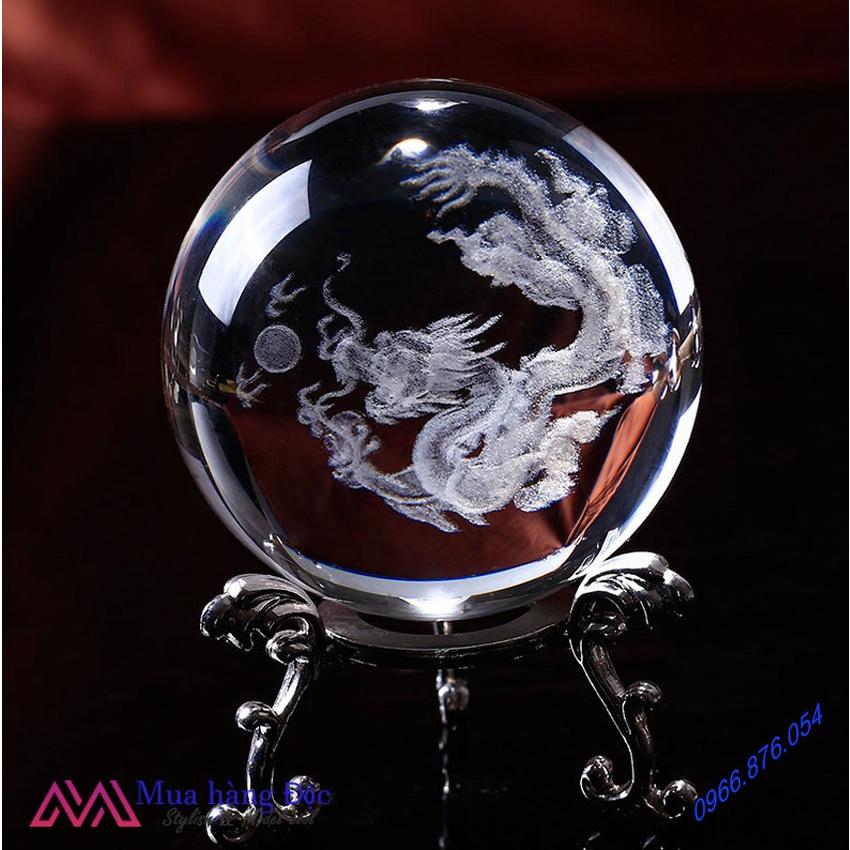Quà Tặng Quả Cầu Pha Lê Khắc Laser 3D Led Rồng DRAGON