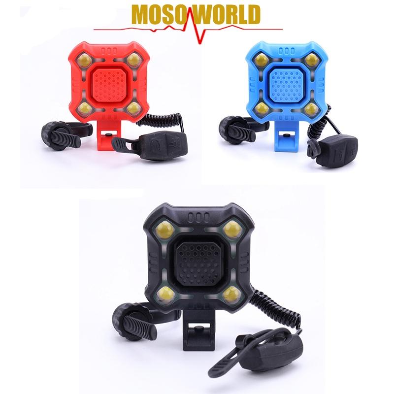 Đèn pha LED MOSOWORLD sạc USB chống nước có còi dành cho xe đạp