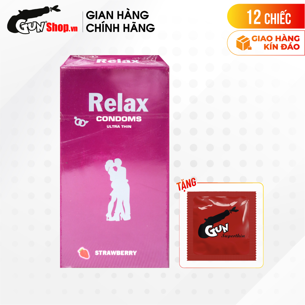 Bao cao su Relax - Hương dâu kèm 1 chiếc BCS Gun Super Thin