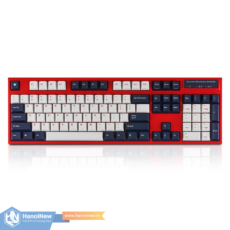 Bàn Phím Cơ Leopold FC900R PD BT White Navy Red Font Blue Star (Red Case) Bluetooth - Hàng chính hãng