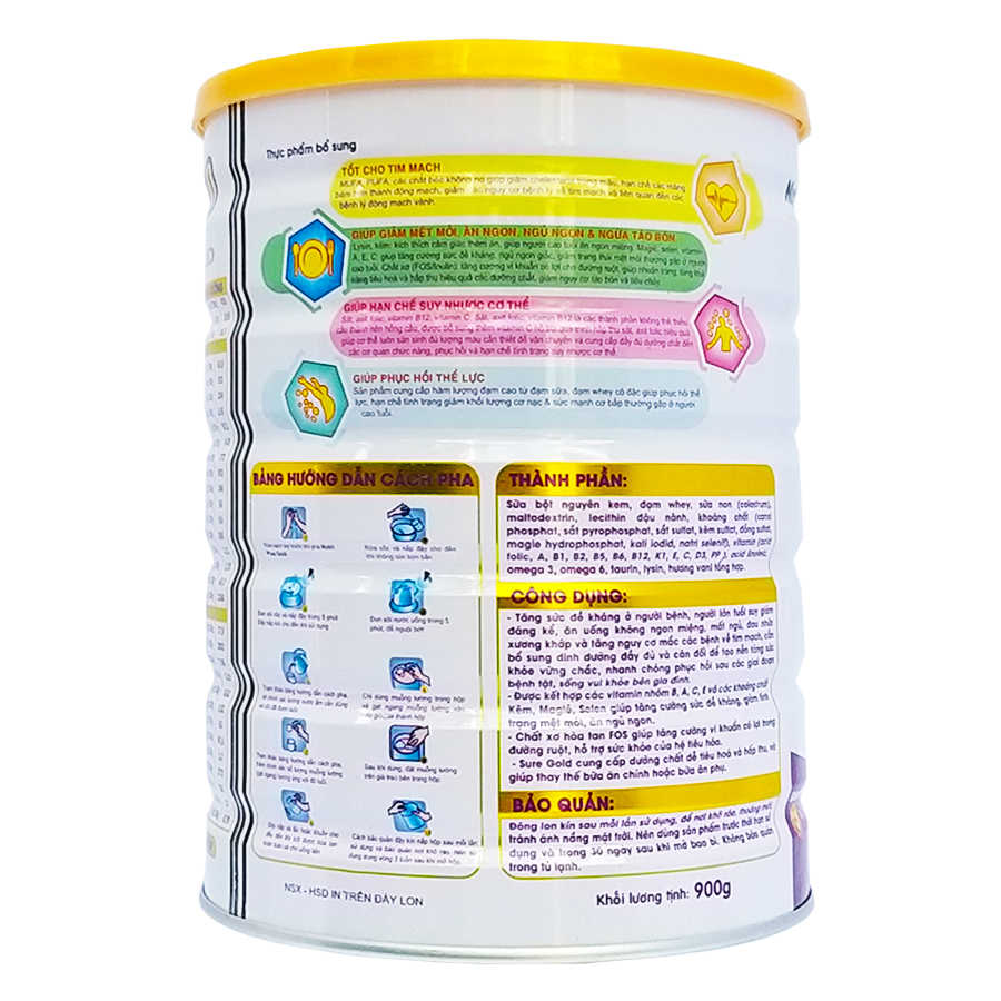 Sữa bột dinh dưỡng Nutri Plus Sure Gold giúp phục hồi sức khỏe cho người bệnh, người ăn uống kém Sunbaby NTSGSBTC2019