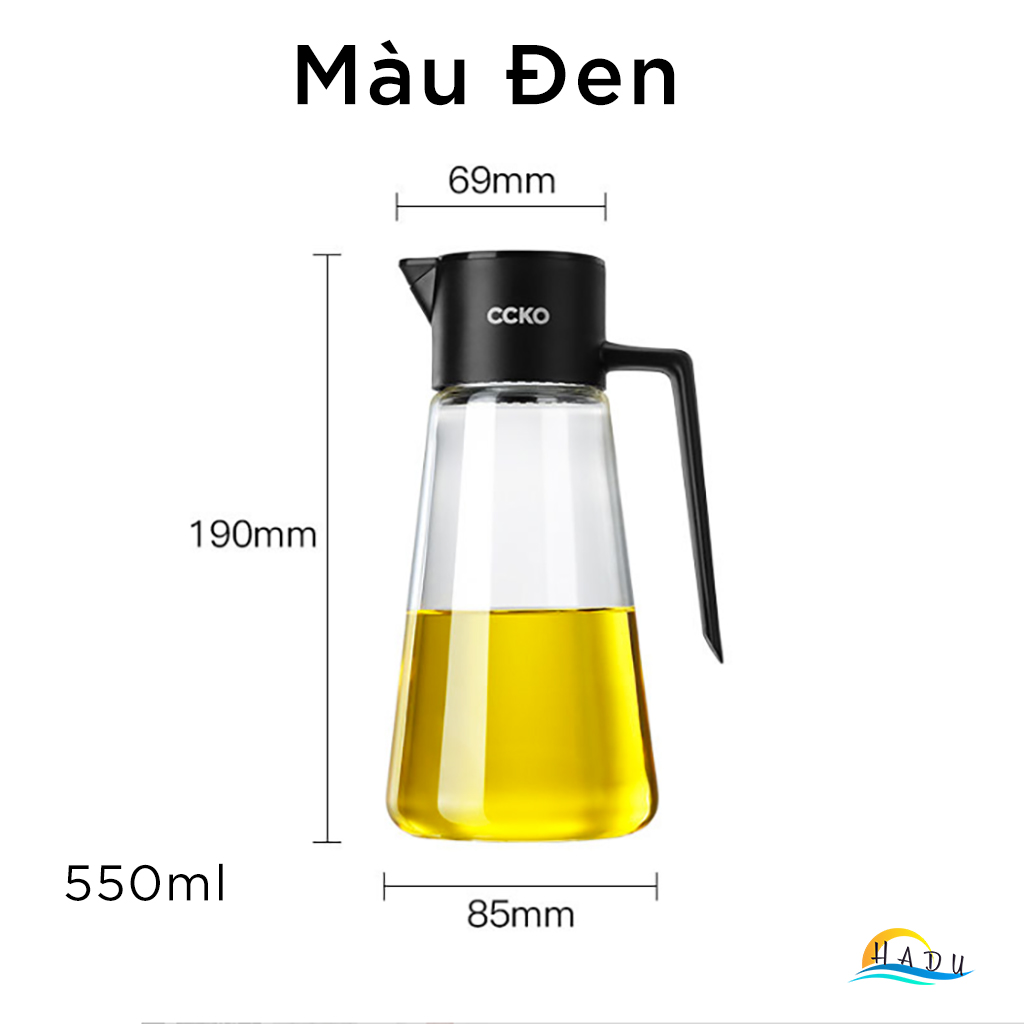 Bình Đựng Dầu Ăn Thủy Tinh Cao Cấp Có Vòi Thông Minh 550ml Đạt Chất Lượng Đức CCKO