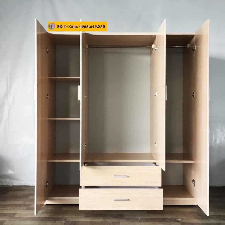 Tủ Nhựa Đài Loan 4 Cánh Màu Gỗ Sồi 691