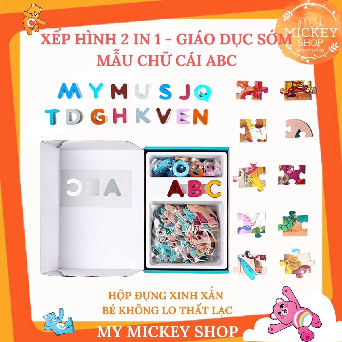 Đồ chơi xếp hình hãng TOI gỗ trí tuệ dành cho bé học có 3 chủ đề bảng chữ cái ABC (có nam châm) và số đếm, thời gian cho bé từ 3 tuổi