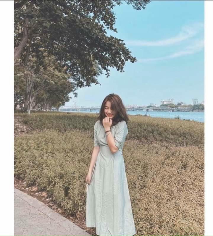 ĐẦM MIDI TAY BỒNG CỘT NƠ LƯNG 11427