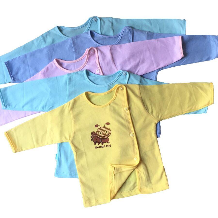 Bộ Quần Áo Sơ Sinh Cotton Tay Dài Cài Nút Lêch Màu Thái Hà Thịnh Cho Bé Từ 0-9kg