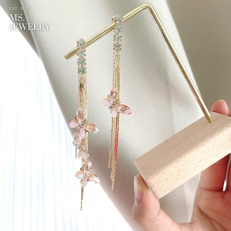 Khuyên Tai Dài Hình Bướm Bạc S925 Ms Jewelry Phong Cách Hàn Quốc
