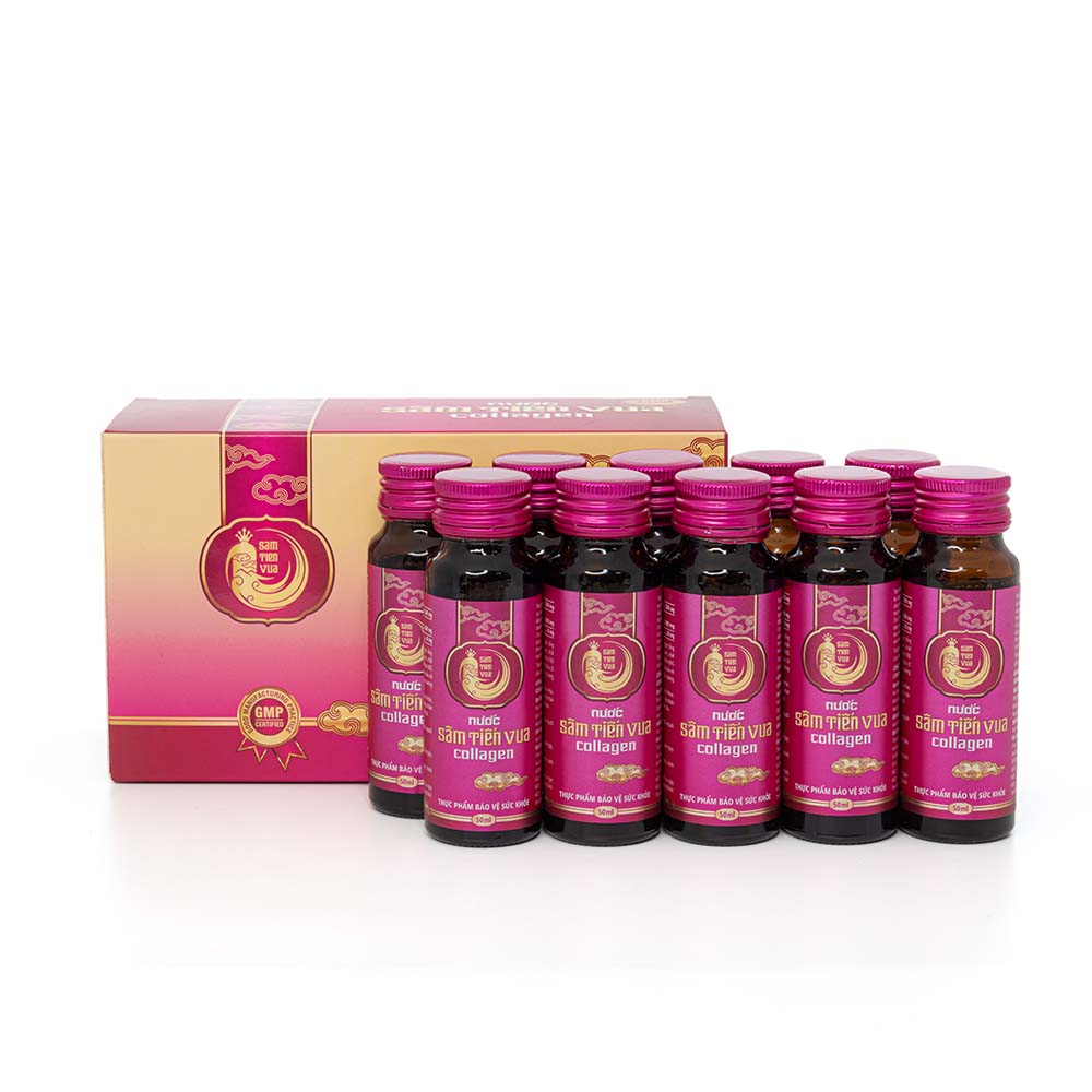 Nước Sâm Tiến Vua Collagen , Hộp 10 Chai , Bồi Bổ Sức Khỏe, Tươi Trẻ Làn Da