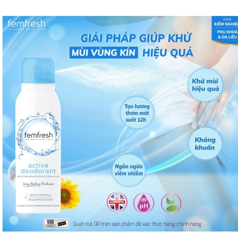 Xịt Thơm Mát Vùng Kín Femfresh Deodorant Spay 125ml 