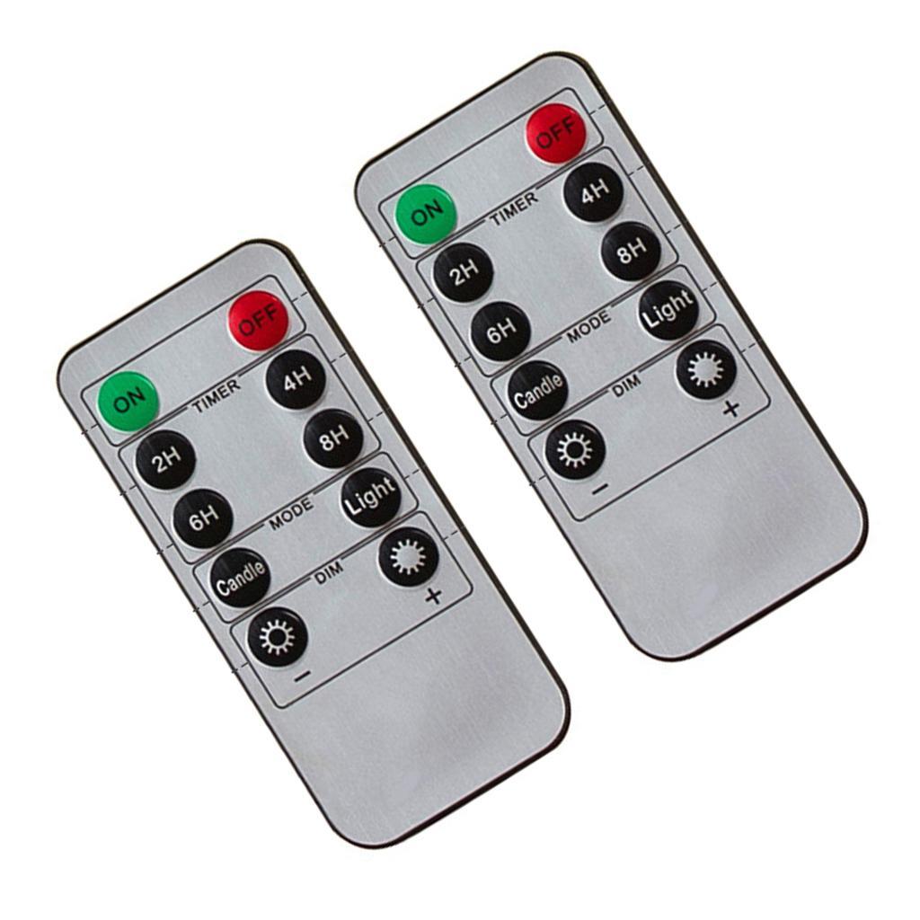 2Pcs 10-Key Battery Operated Remote Control With Timer For Realistic Flameless