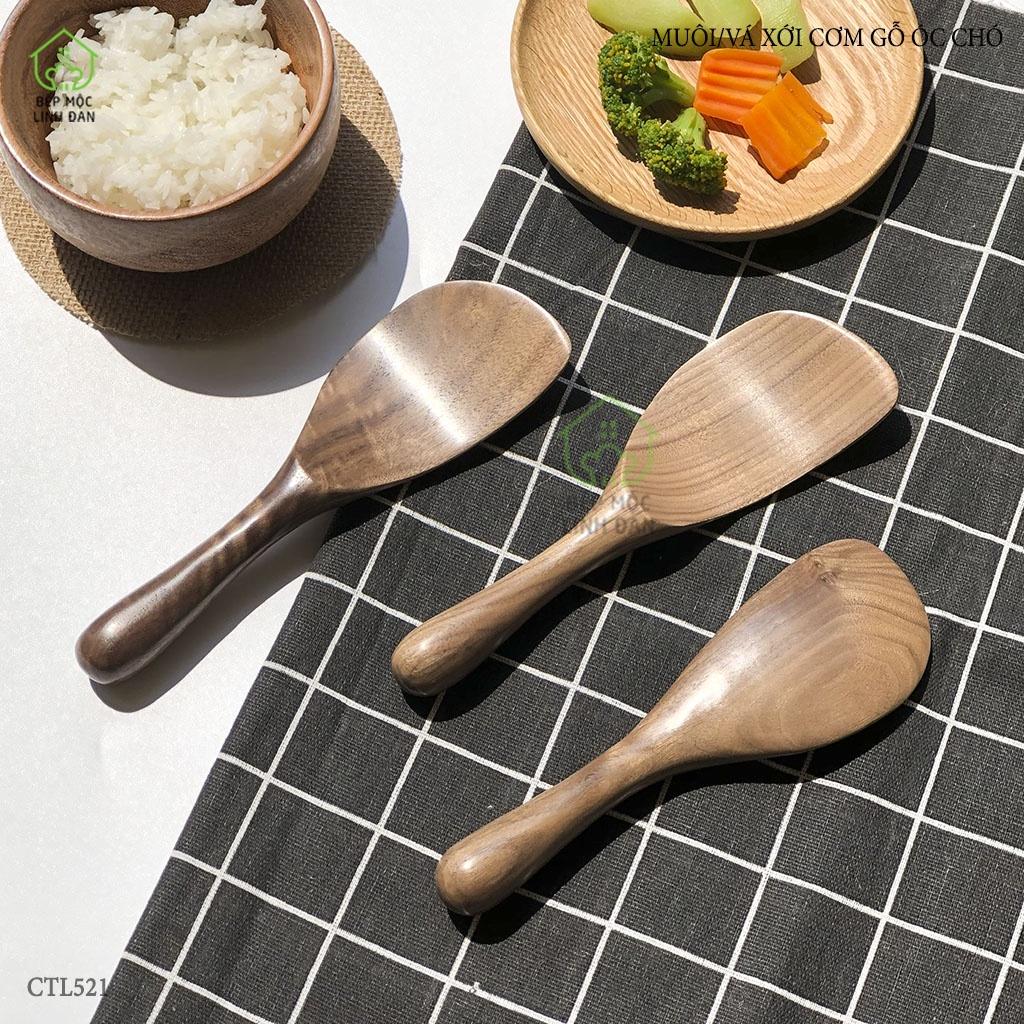 Muôi/vá xới cơm, vét bột, trộn salad_Gỗ óc chó nhập khẩu siêu sạch