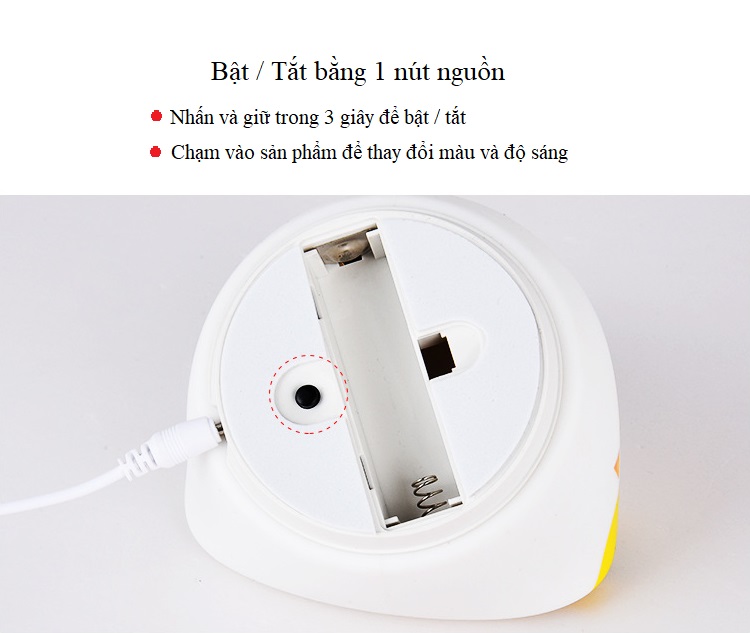 Đèn ngủ để bàn đổi màu phát sáng cảm ứng chạm thông minh hình cú mèo ngộ nghĩnh