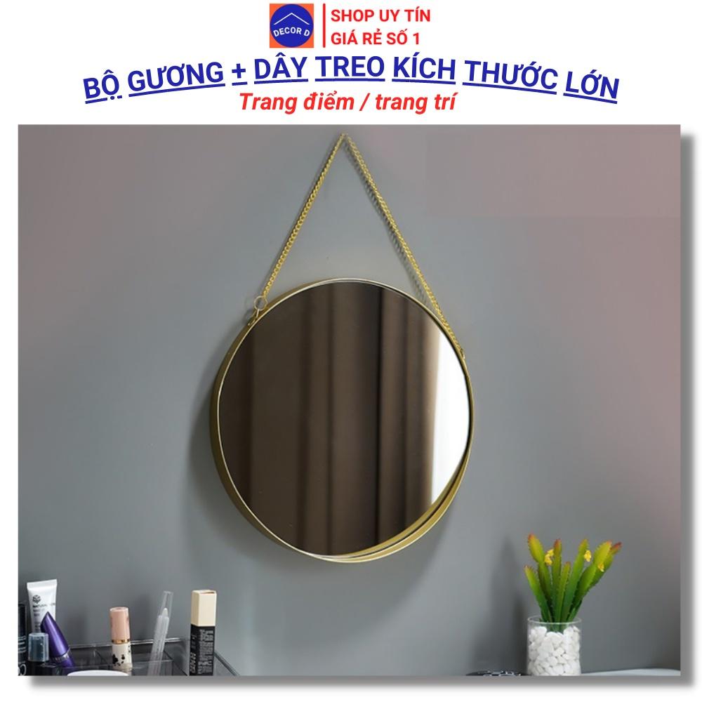 Gương treo tường, gương tròn màu mạ vàng trang trí decor nhà cửa, nhà tắm, trang điểm cao cấp, sang trọng