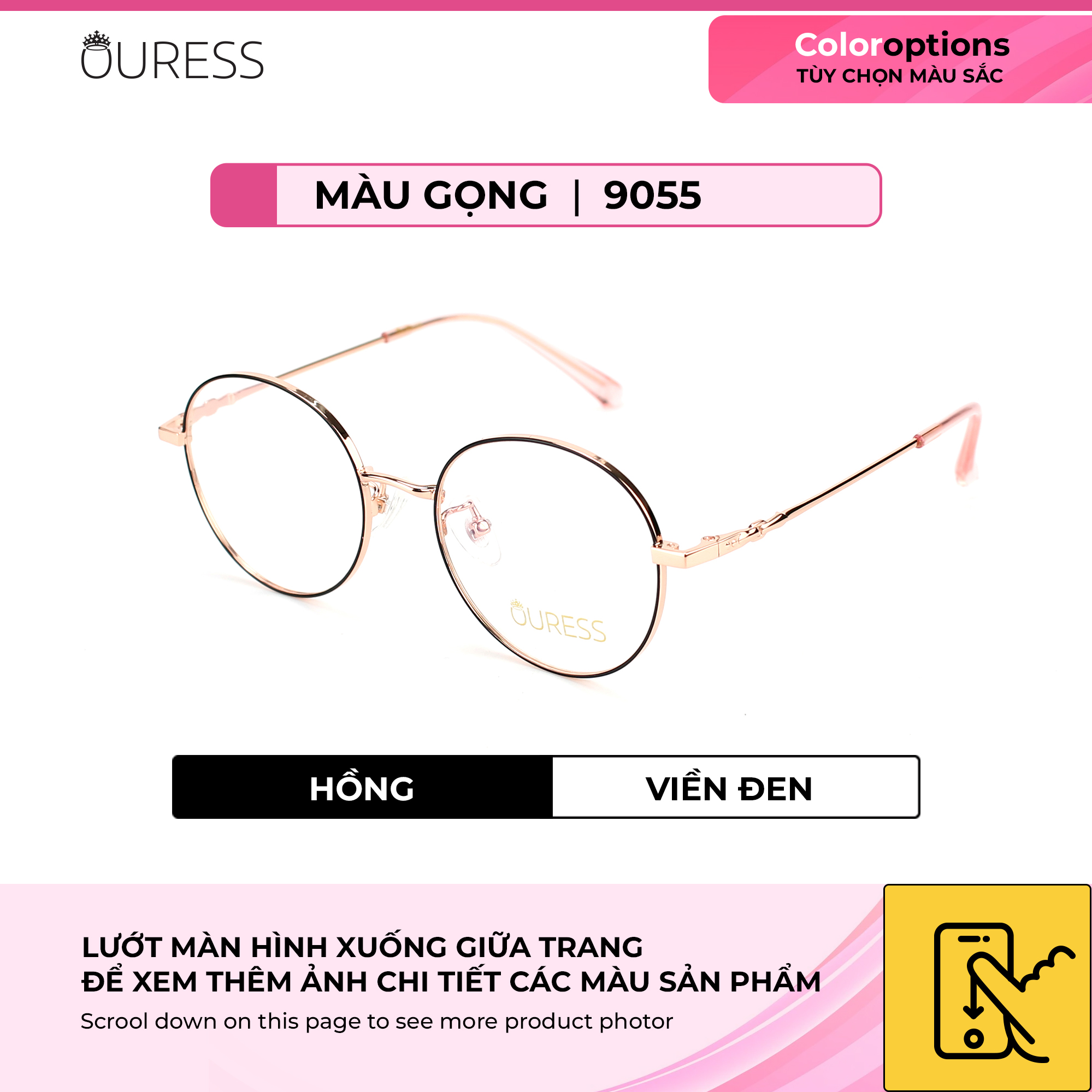 Gọng kính cận 9055 chất liệu titan thời trang mắt kính OURESS nam nữ siêu nhẹ siêu bền