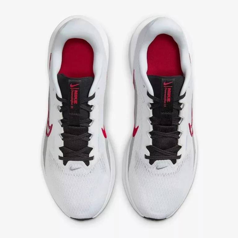 Giày chạy bộ nam NIKE DOWNSHIFTER 13 - WHITE/FIRE RED-LT SMOKE GREY-BLACK - 8.5 US