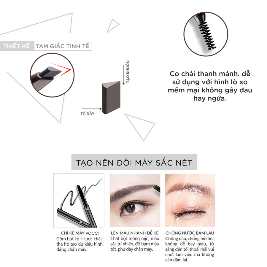 Chì Mày Định Hình Cao Cấp Không Lem VACCI (140mm) - 04 Nâu Đậm