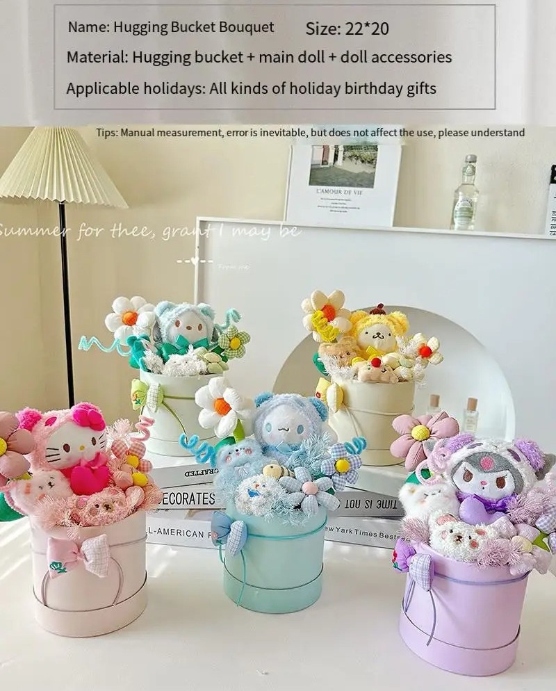 Chậu hoa gấu bông siêu cute để bàn - Bán kính 15cm - Quà tặng thú nhồi bông chậu gấu bông đáng yêu - Gấu bông êm mịn cho bé