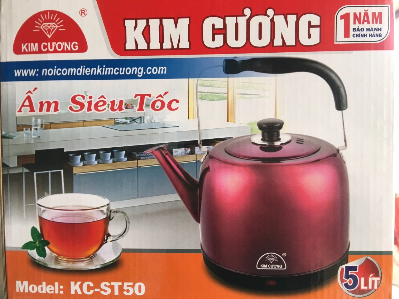 Hình ảnh Ấm đun nước Kim Cương 5 lít (Siêu tốc) - KC-ST50 - Hàng chính hãng (giao màu ngẫu nhiên)