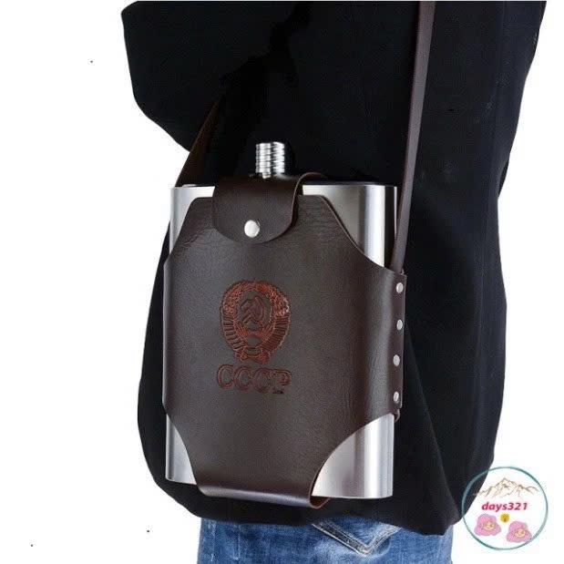 Bình đựng rượu INOX 304 cao cấp dung tích 1.8 Lít kèm bao da
