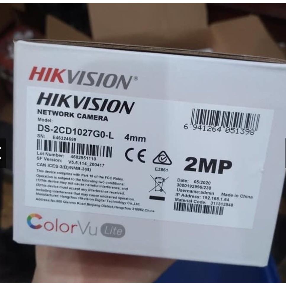 Camera IP Colorvu 2MP HIKVISION DS-2CD1027G0-L - Hàng Chính Hãng