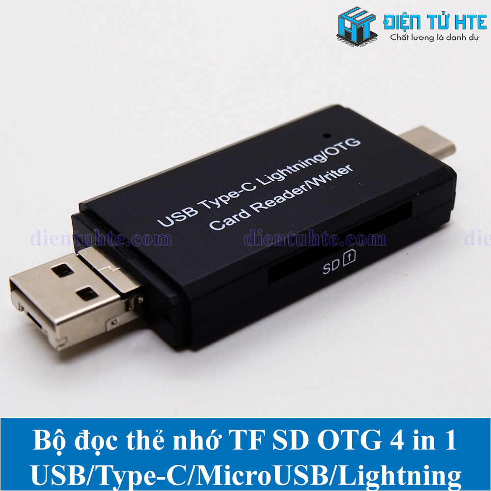 Bộ đọc thẻ nhớ TF SD OTG 4 in 1 USB/Type-C/MicroUSB/LN YC-350