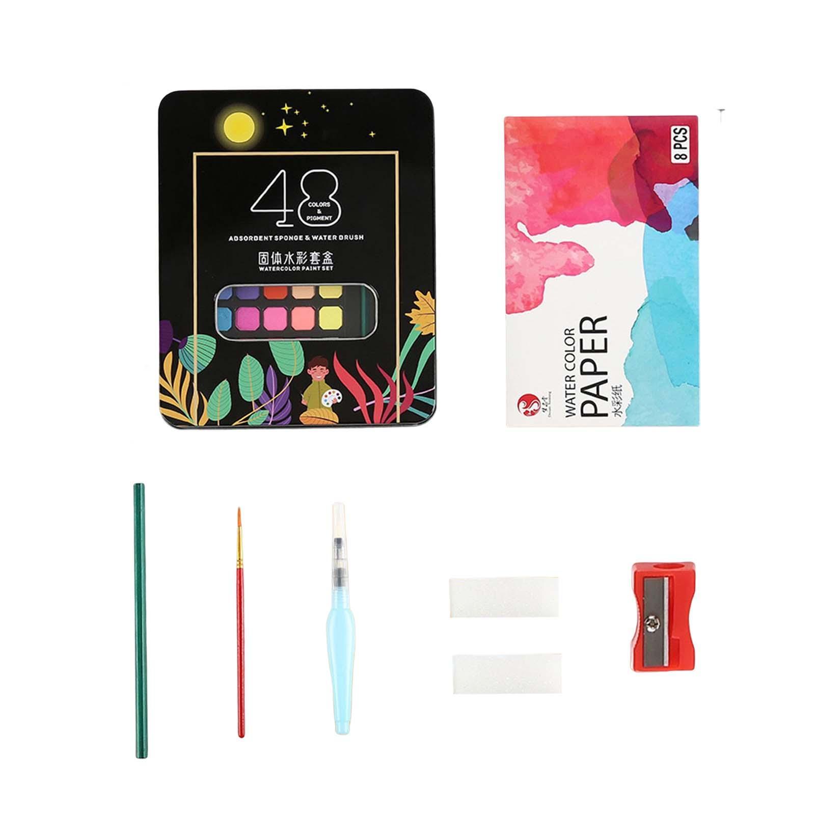 Watercolor Paint Set with Paint Brush Art Paper for Children School Supplies