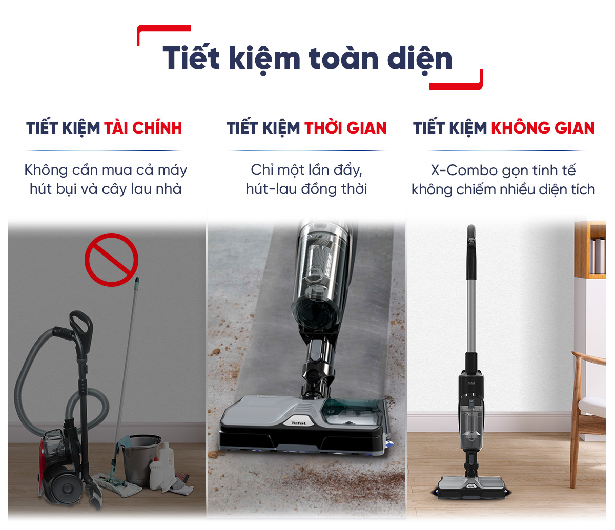 Máy hút bụi & lau sàn không dây Tefal X-Combo GF3039KO - Hàng chính hãng