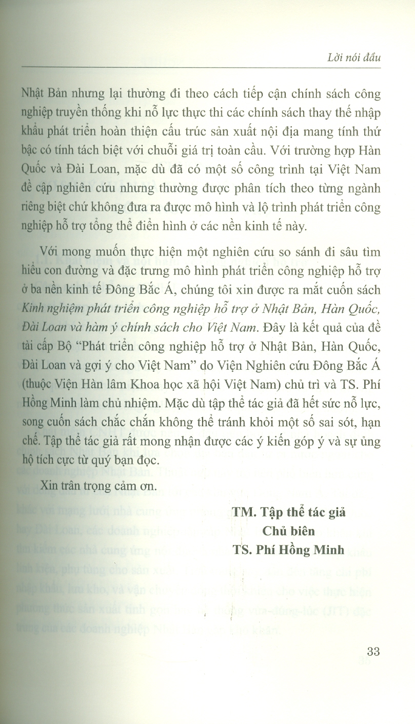 Kinh Nghiệm Phát Triển Công Nghiệp Hỗ Trợ Ở Nhật Bản, Hàn Quốc, Đài Loan Và Hàm Ý Chính Sách Cho Việt Nam (Sách Chuyên Khảo)
