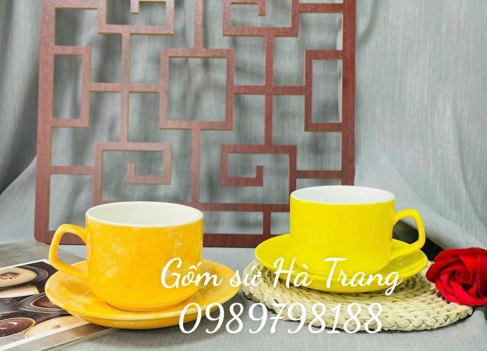 1 cốc 1 đĩa gốm sứ Bát Tràng cao cấp dung tích 250ml