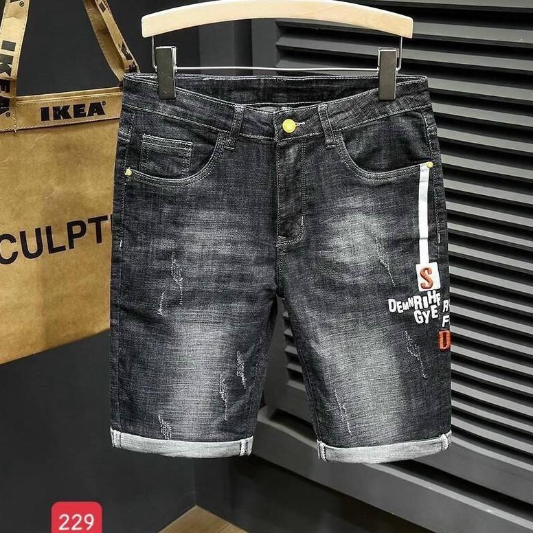 Quần short jean nam murad_fashion, quần đùi màu đen thêu chữ cào rách đẹp cao cấp 2021 NT229