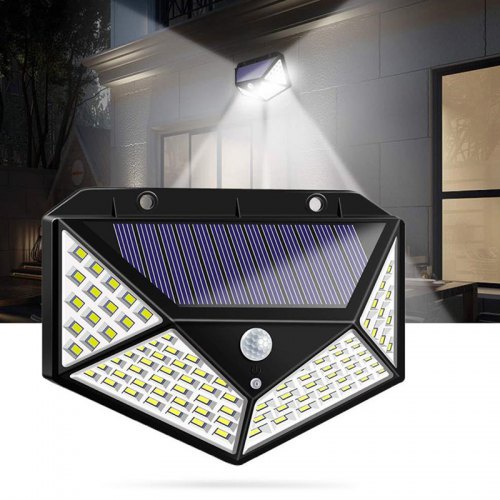 Đèn led năng lượng mặt trời cảm biến chuyển động siêu sáng 100 led chống nước hiệu quả