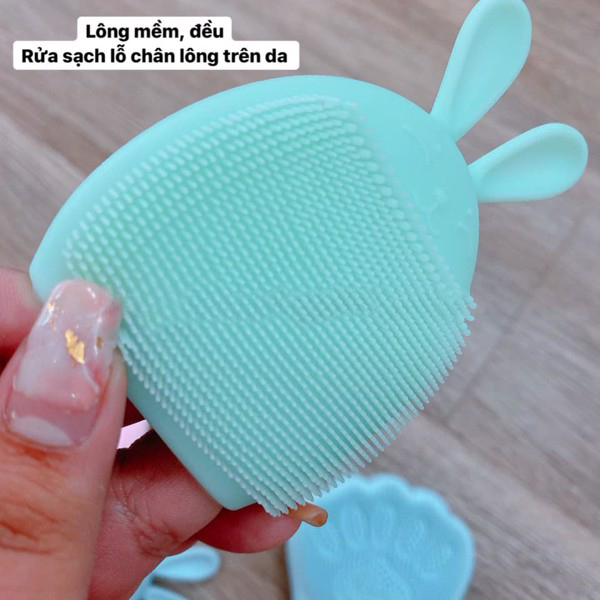 Miếng rửa mặt thỏ silicone tẩy tế bào chết cho da (Giao màu ngẫu nhiên)