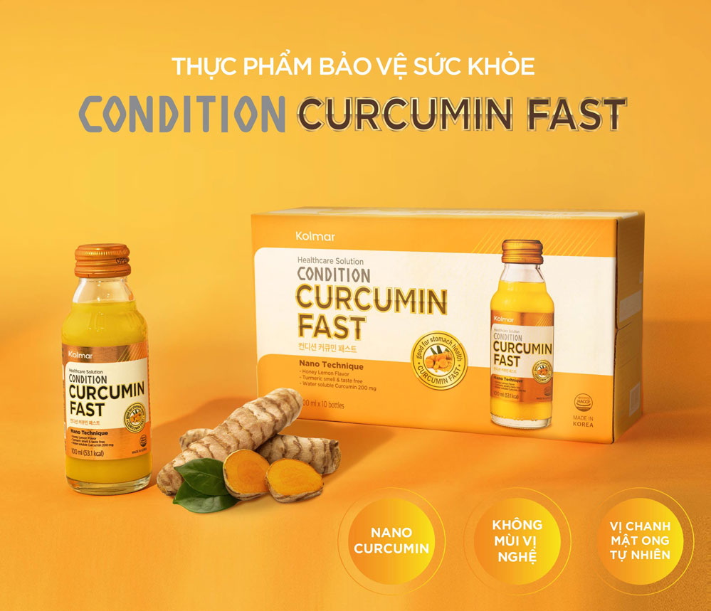 [Kolmar] Set quà tặng 10 chai nước tinh nghệ Curcumin Fast hỗ trợ bảo vệ và tăng cường chức năng dạ dày 100ml