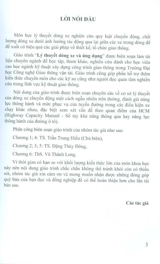 Lý Thuyết Dòng Xe Và Ứng Dụng