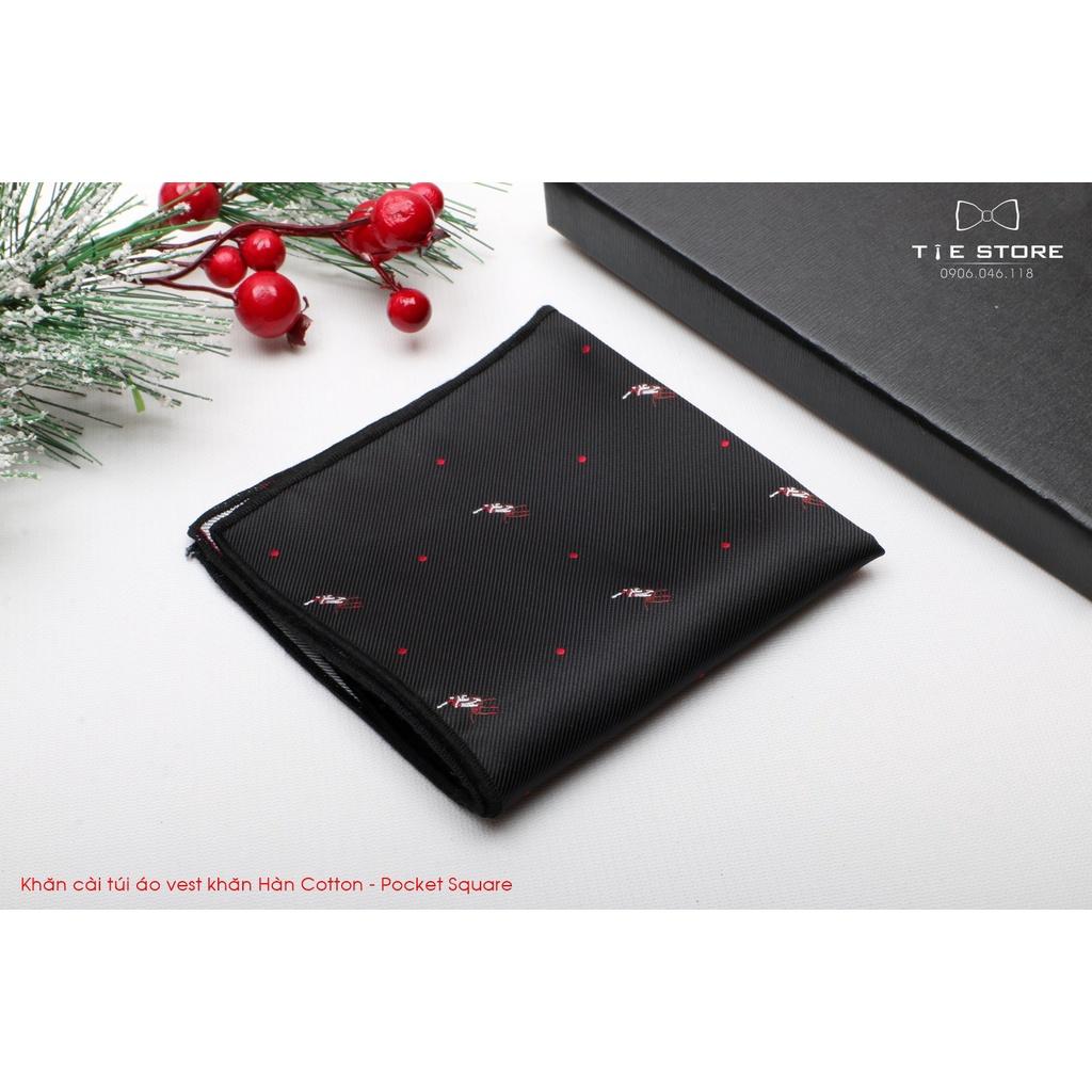 Khăn Cài Túi Áo Vest - Pocket Square, phụ kiện lịch lãm, Màu đen con ngựa