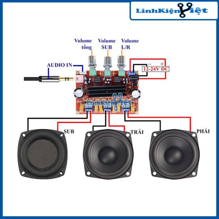 Âm Ly Kỹ Thuật Số TPA3116D2 2*50W + 100W 2.1 Class D 12V-24VDC