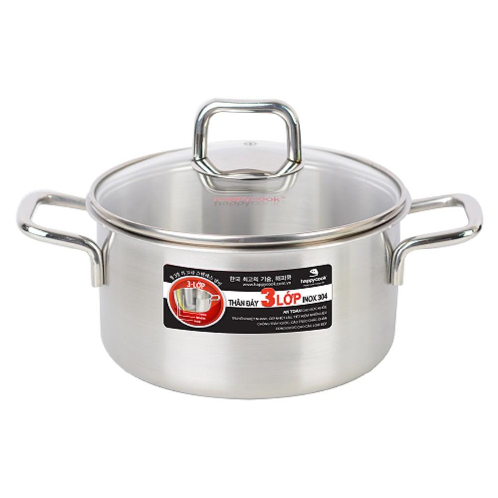 Nồi Inox Nắp Kính 3 Lớp Cao Cấp Alvar Happy Cook 20cm N20-ALVG